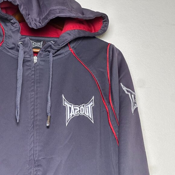 Tapout MMA Retro Hoodie Men 2XL Red Grey Full Zip Hooded Active Gym Wear Boxing - Picture 5 of 9